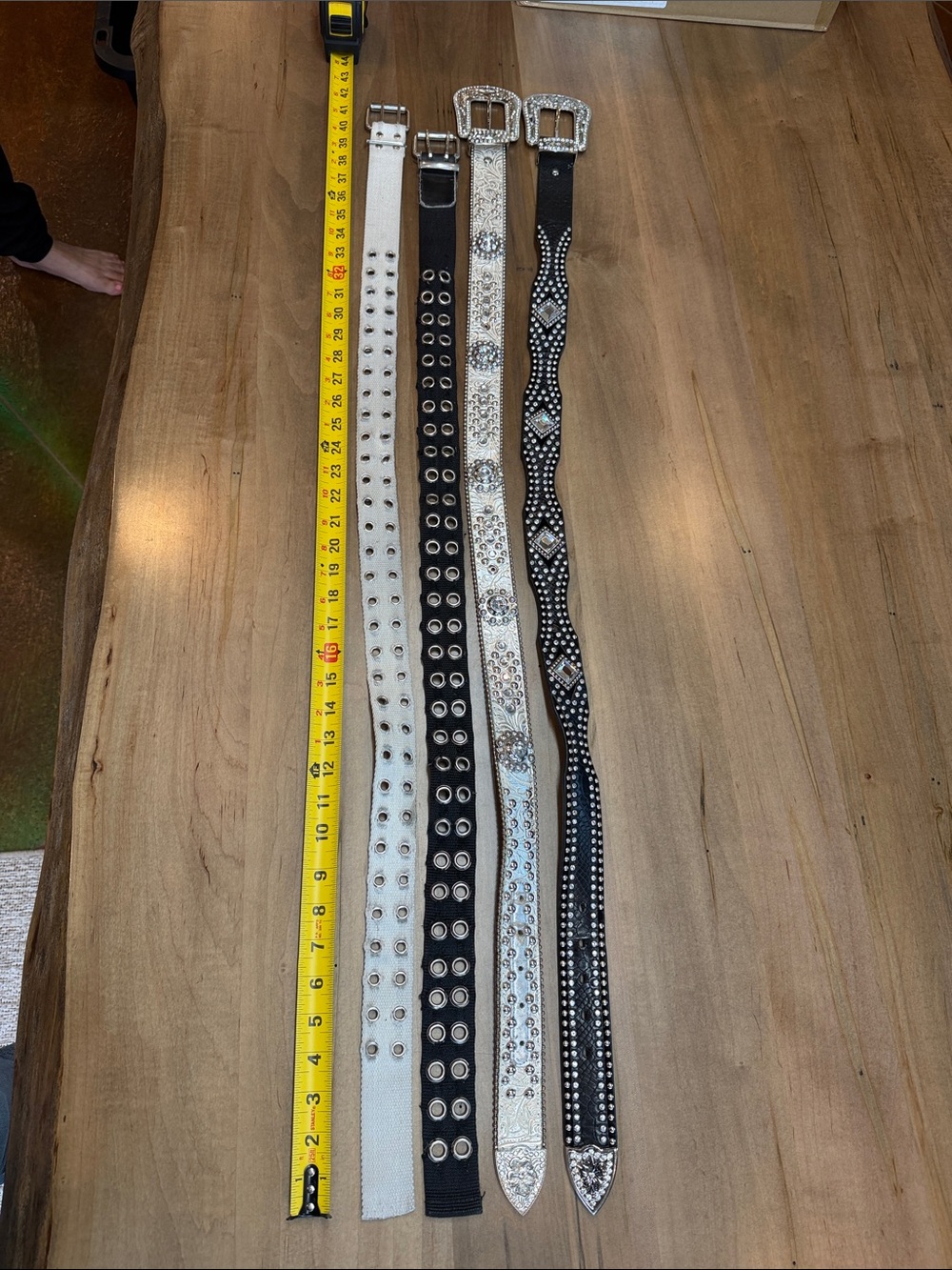 Multiples Studded Rhinestone Western-Style Belts in Black & White